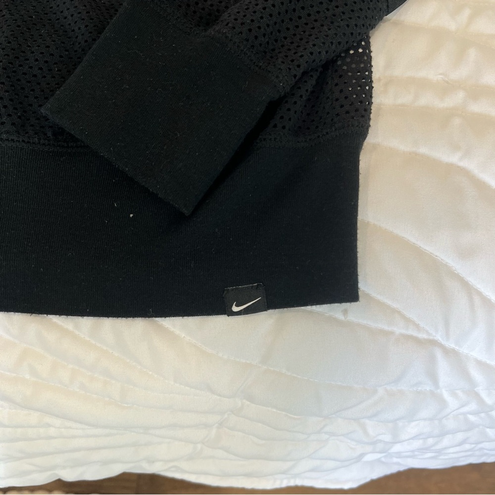 Nike Black Mesh Hoodie with White Logo on Chest Size L - Picture 4 of 7